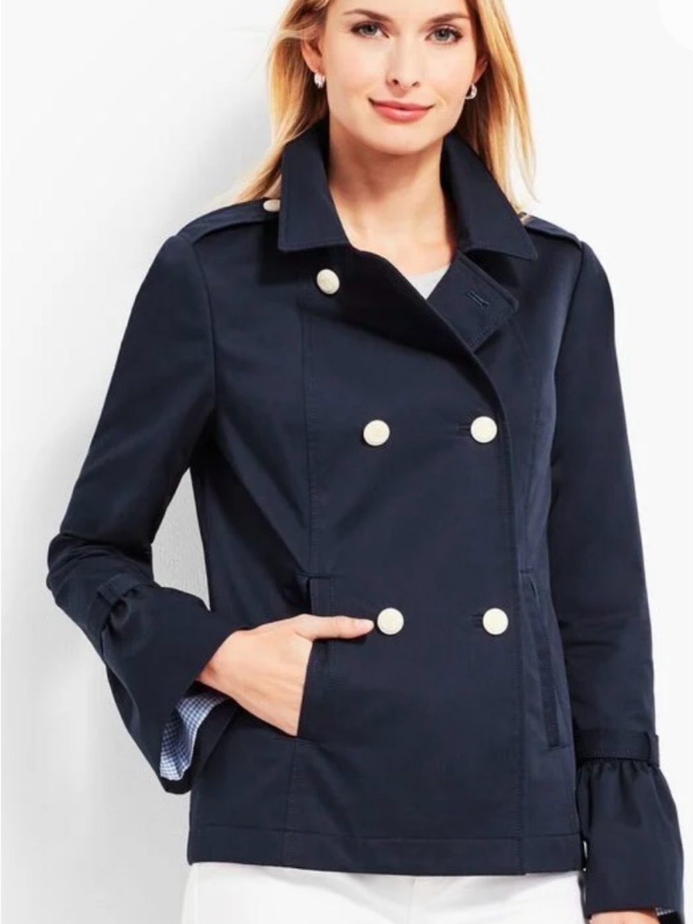 Talbots Cotton Peacoat with Bell Sleeves